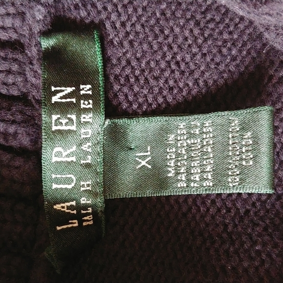 Lauren Ralph Lauren Black Shawl Neck Toggle Sweater XL Preppy Classic Coastal - Picture 8 of 8